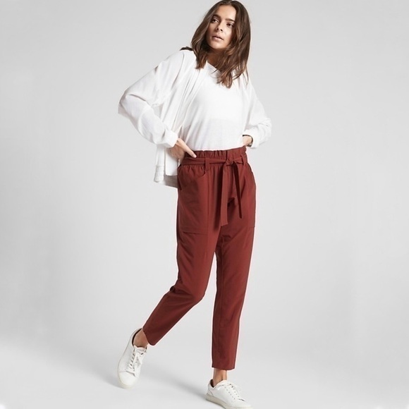 Athleta Pants - Athleta Skyline Pant II Paper Bag Ankle Red High‎ Rise